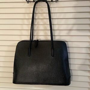 Cleo & Patek Black Sleek Pebble Leather Minimalist Shoulder Bag